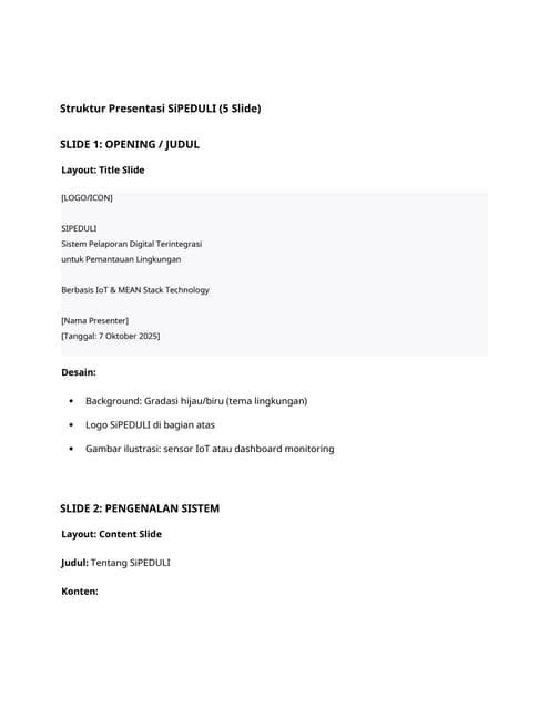 buatkan ppt dengan 5 slide slide ke 4 adalah video.docx