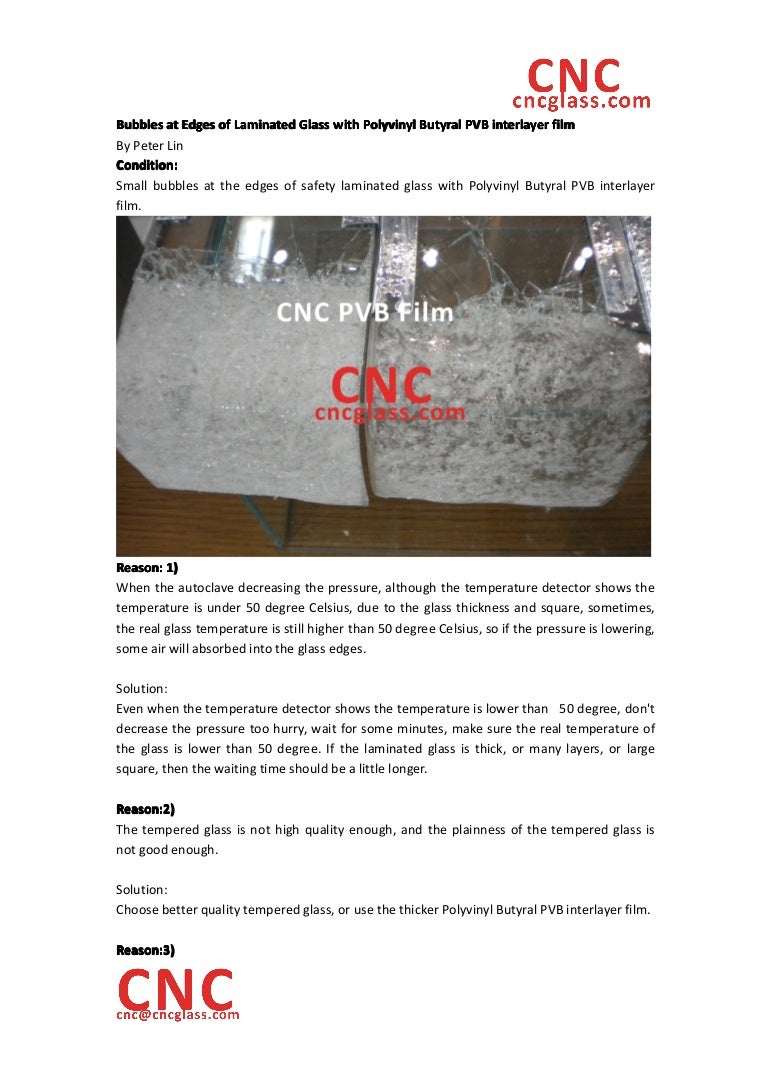 Bubbles at edges of laminated glass with polyvinyl butyral pvb interl…