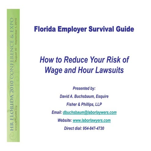 Buchsbaum - FL Employer Survival Guide:  How to Reduce Your Risk of Wage & Ho...