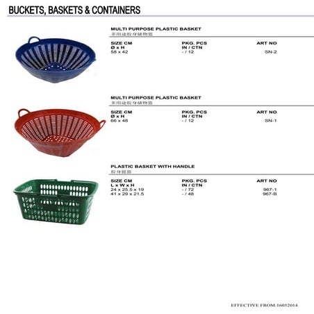 BUCKET, BASKETS, CONTAINERS, TROLLEY AND RACKS