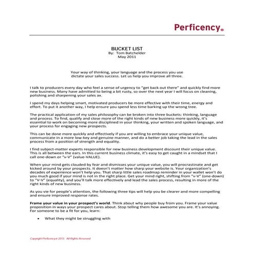 Bucket list   by tom batchelder