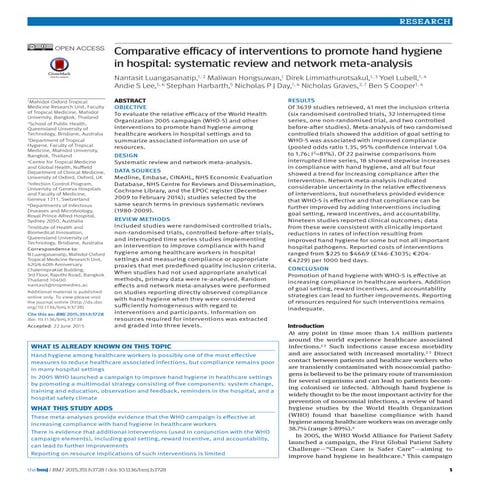 Comparative efficacy of interventions to promote hand hygiene in hospital sys...