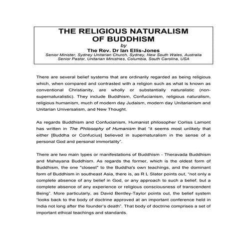 THE RELIGIOUS NATURALISM OF BUDDHISM