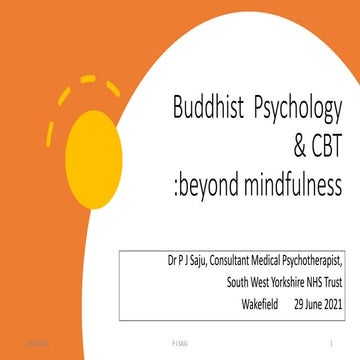 Buddhist  Psychology and CBT  