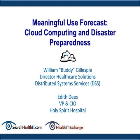 Meaningful Use Forecast: Cloud Computing and Disaster Preparedness