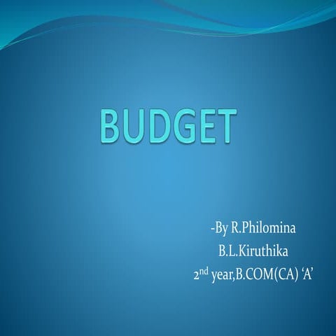 Budget - Meaning, Definition and Objectives