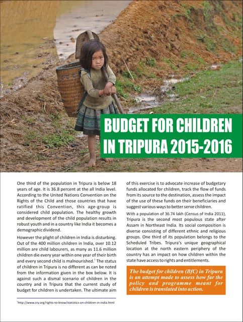 Budget for Children in Tripura 2015-2016