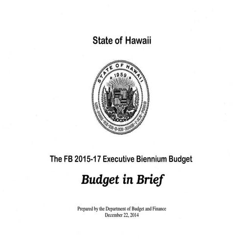 Hawaii Executive Budget In Brief FY 16-17