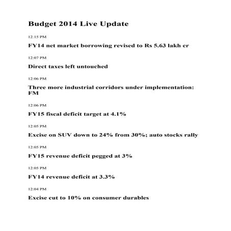 Budget 2014 live update