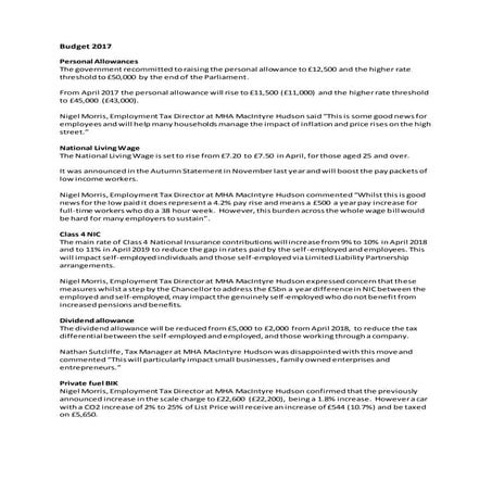 Spring Budget Summary for Motor Industry