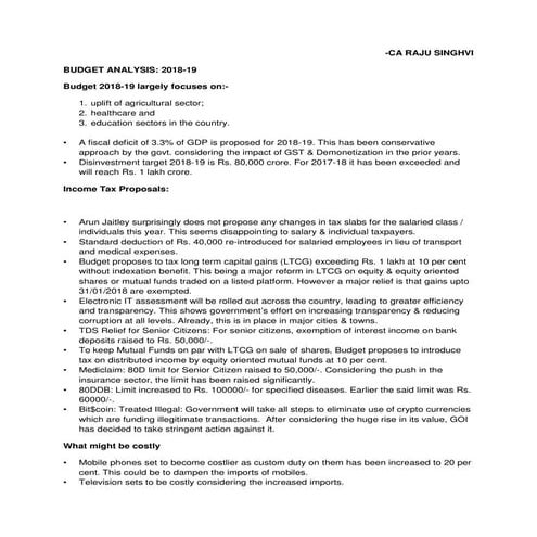 Budget analysis 2018-19