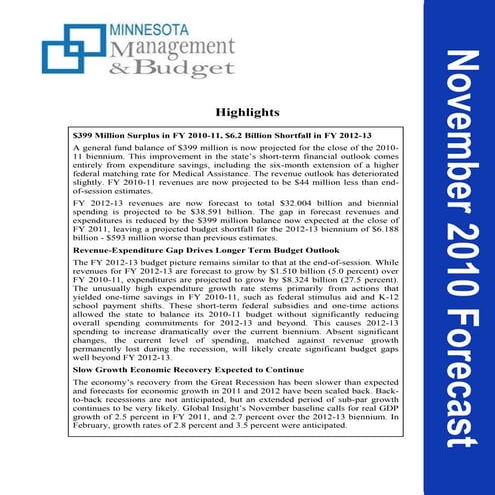 November 2010 State Budget Forecast