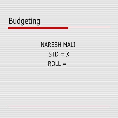 Budgeting