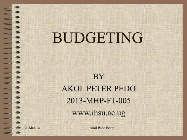 Budgeting. at District level and Ma...
