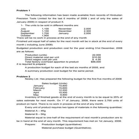 Budgeting exercise | PDF