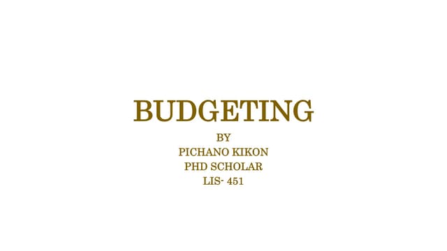 Budgeting