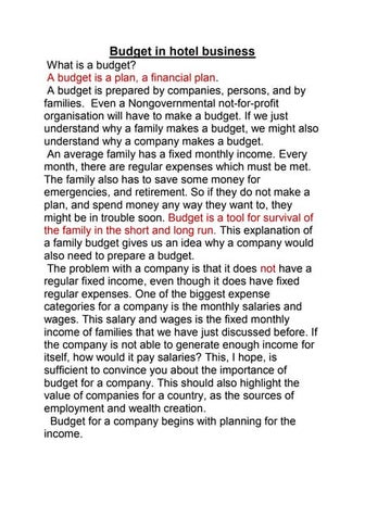 Budget in hotels  an overview