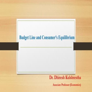 Budget line and consumer's equilibrium