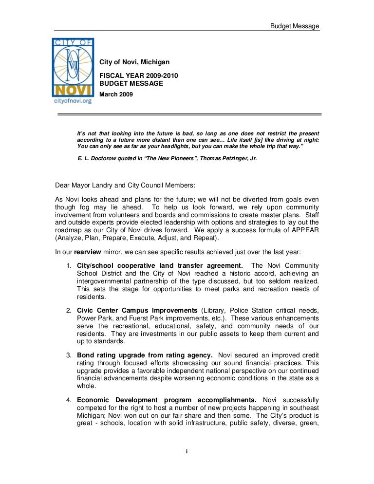 Budget Message Only2009 2010