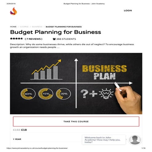Budget Planning for Business - John Academy 
