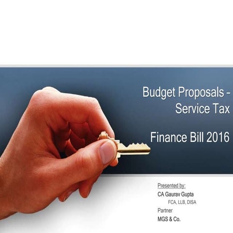 Budget 2016 I Service Tax Proposals