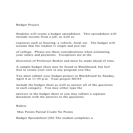 Budget Project  Students will create a budget spreadshee.docx