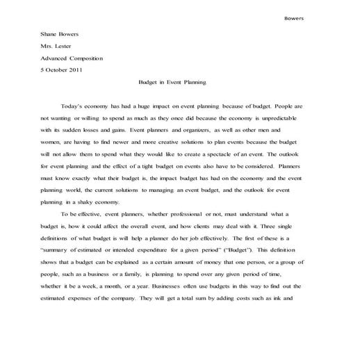 Budget Research Paper