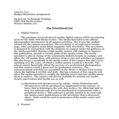 Budget Simulation for Technology Resources