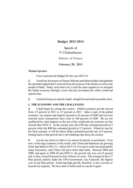 Budget speech