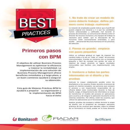 Buenas practicas para inicar procesos de bpm - BonitaBPM - Radar