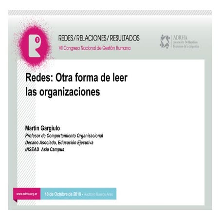 Redes Otra forma de leer las organizaciones