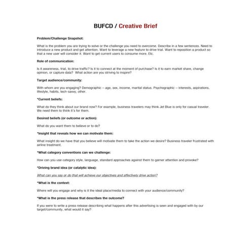 BUFCD Brief
