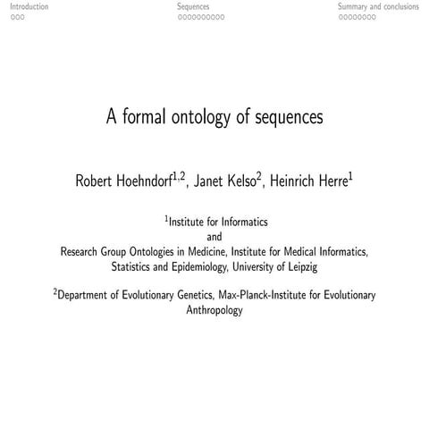 A formal ontology of sequences
