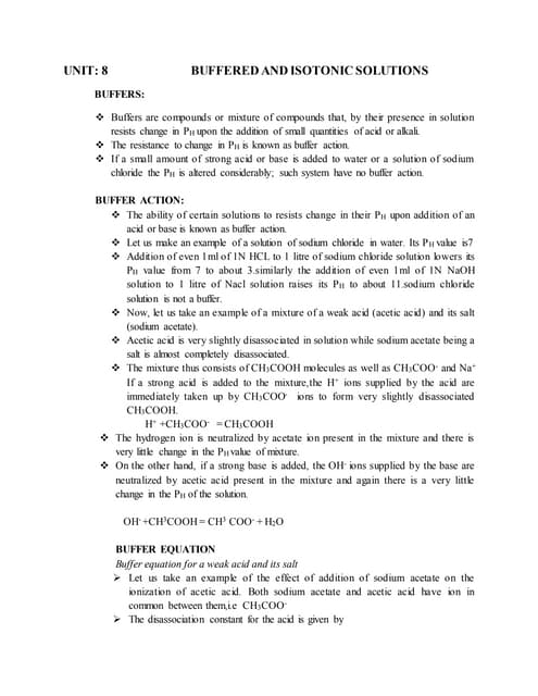 Buffer and Isotonic Solution