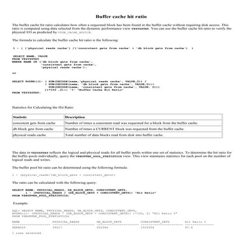 Buffer cache hit ratio | PDF