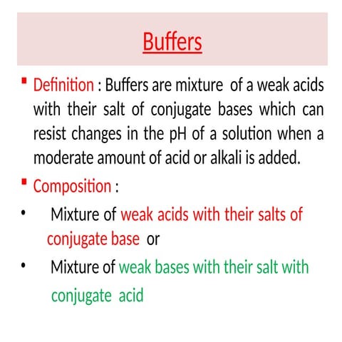 Buffers in biological systems | PPTX