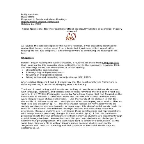 Buffy hamilton response to beach and myers