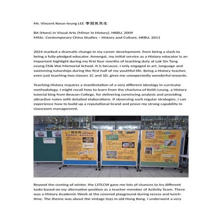 Alumni-sharing contribution to BU History Department Newsletter