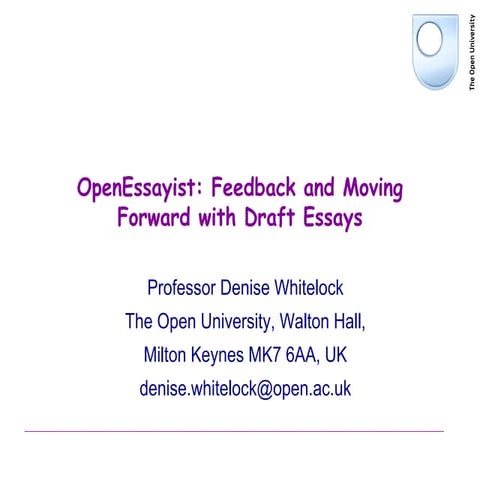 OpenEssayist: Feedback and moving forward with draft essays