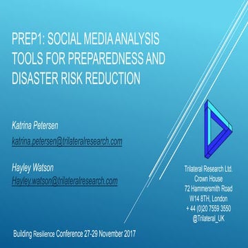 Social Media Analysis Tools for Preparedness and Disaster Risk Reduction 