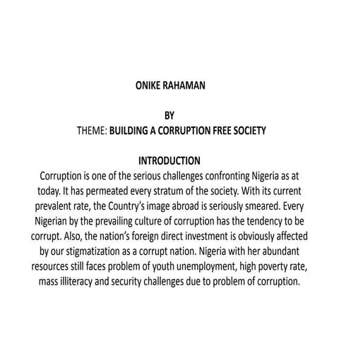 Buiilding a corruption free society | PPTX