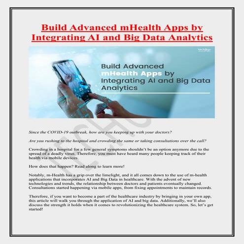Build Advanced mHealth Apps by Integrating AI and Big Data Analytics