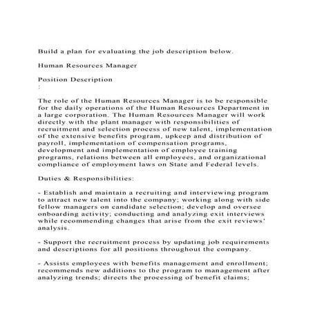 Director of Human Resources job Description | DOC