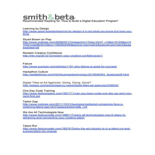 "Build digital" reading list