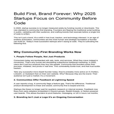 Build First, Brand Forever_ Why 2025 Startups Focus on Community Before ...
