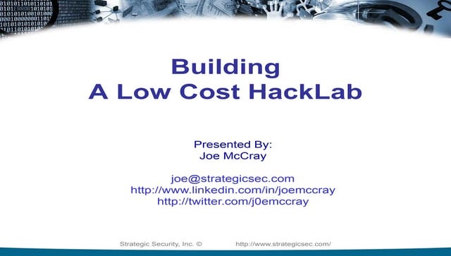 Building a low cost hack lab