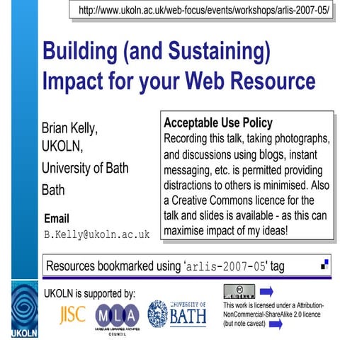 Building (and Sustaining) Impact for your Web Resource 