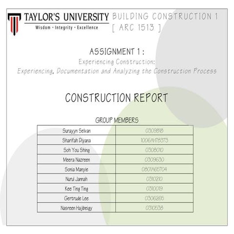 Building Construction 1 - Report 
