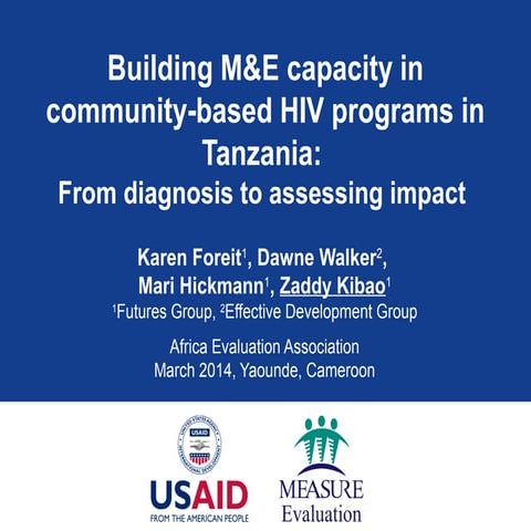 Building M&E capacity in community-based HIV programs in Tanzania: From diagn...