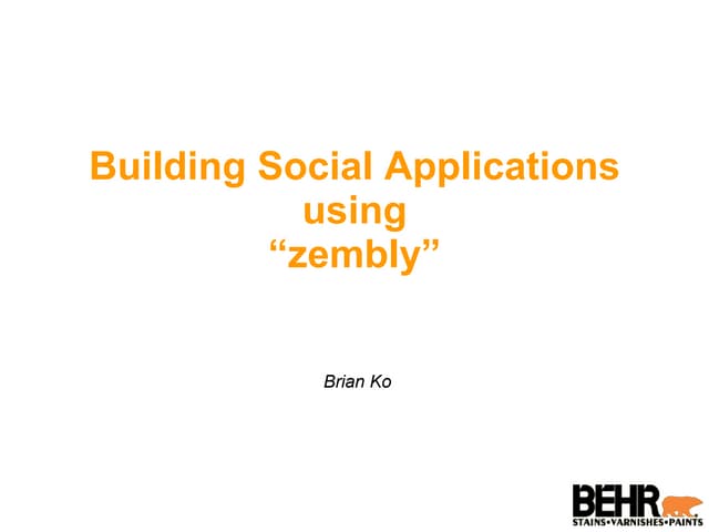Building Social Applications using Zembly